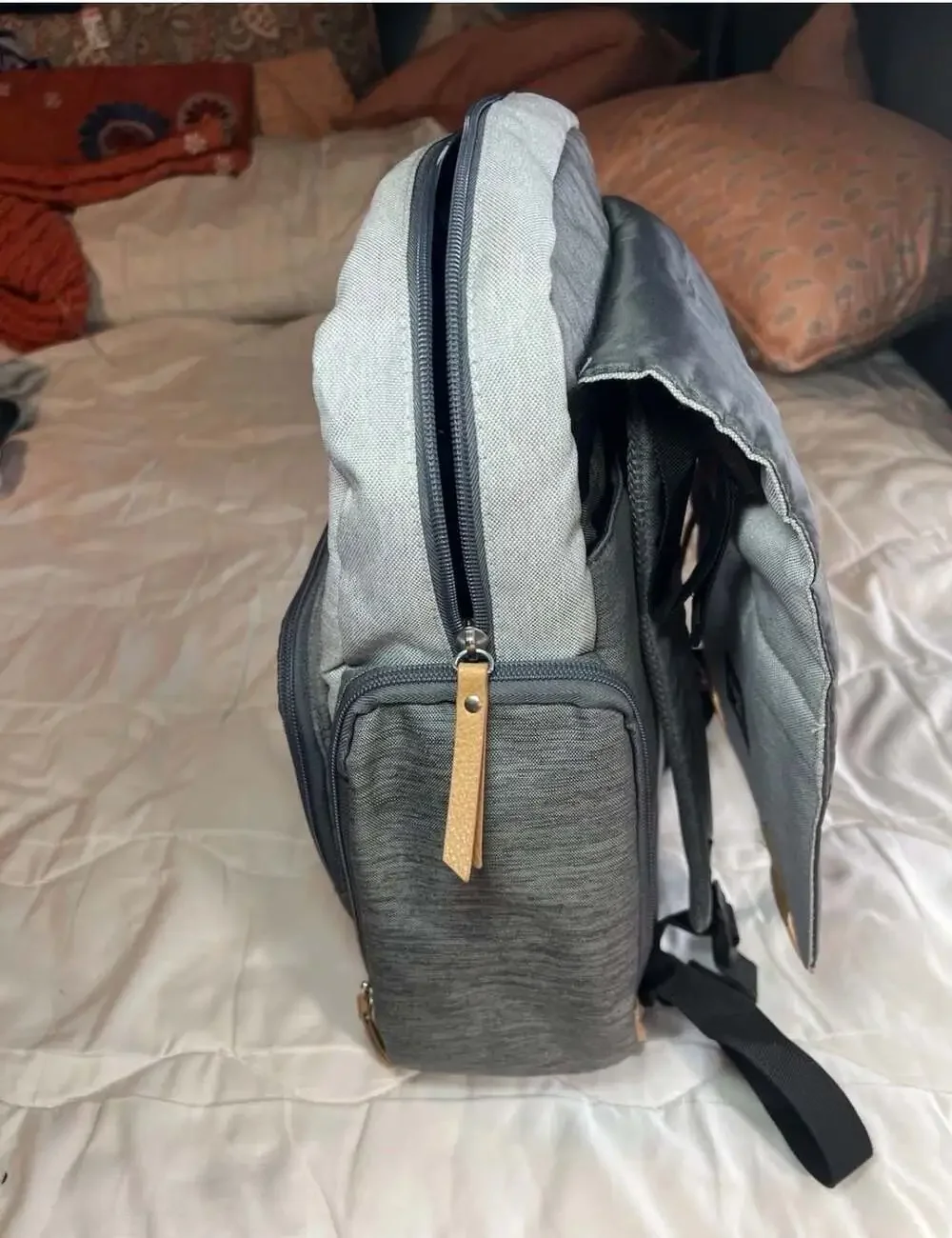 iPack Baby Diaper Bag Backpack Gray and Tan